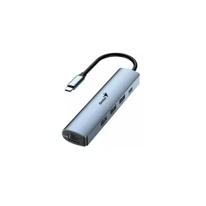 Hub Genius UH-545 USB Tipo-C to 3USB-A USB-C RJ45 Gris 31240004400