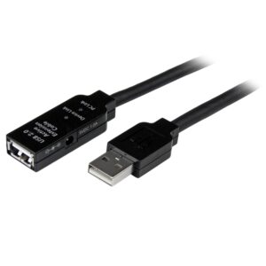 StarTech.com Cable de Extensión Alargador de 15m USB 2.0 Hi Speed Alta Velocidad Activo Amplificado - Macho a Hembra USB A - Negro - Cable alargador USB - USB (H) a USB (M) - USB 2.0 - 15 m - activo - negro - para P/N: SVA5H2NEUA, UUSBOTG - USB2AAEXT15M